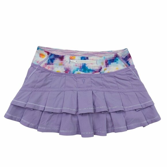 Ivivva by Lululemon Skort Girls 6 Purple Ruffles Lightweight Athleisure Running - Picture 4 of 8
